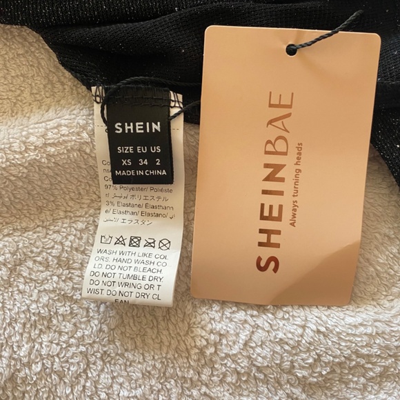 SHEIN Glitter Sheer Mesh Top, NWT, black, size US XS (2) - Picture 3 of 4